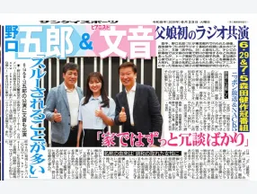 サンケイスポーツに掲載されました（ゲスト：野口五郎、文音）