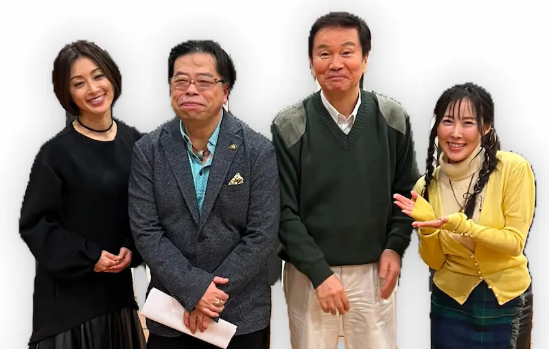 左から酒井法子、秋山眞人、森田健作、風谷南友